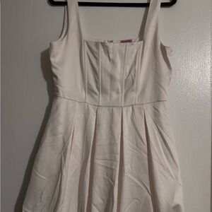 Francesca's Collections Cream Pleated A-line Mini Dress